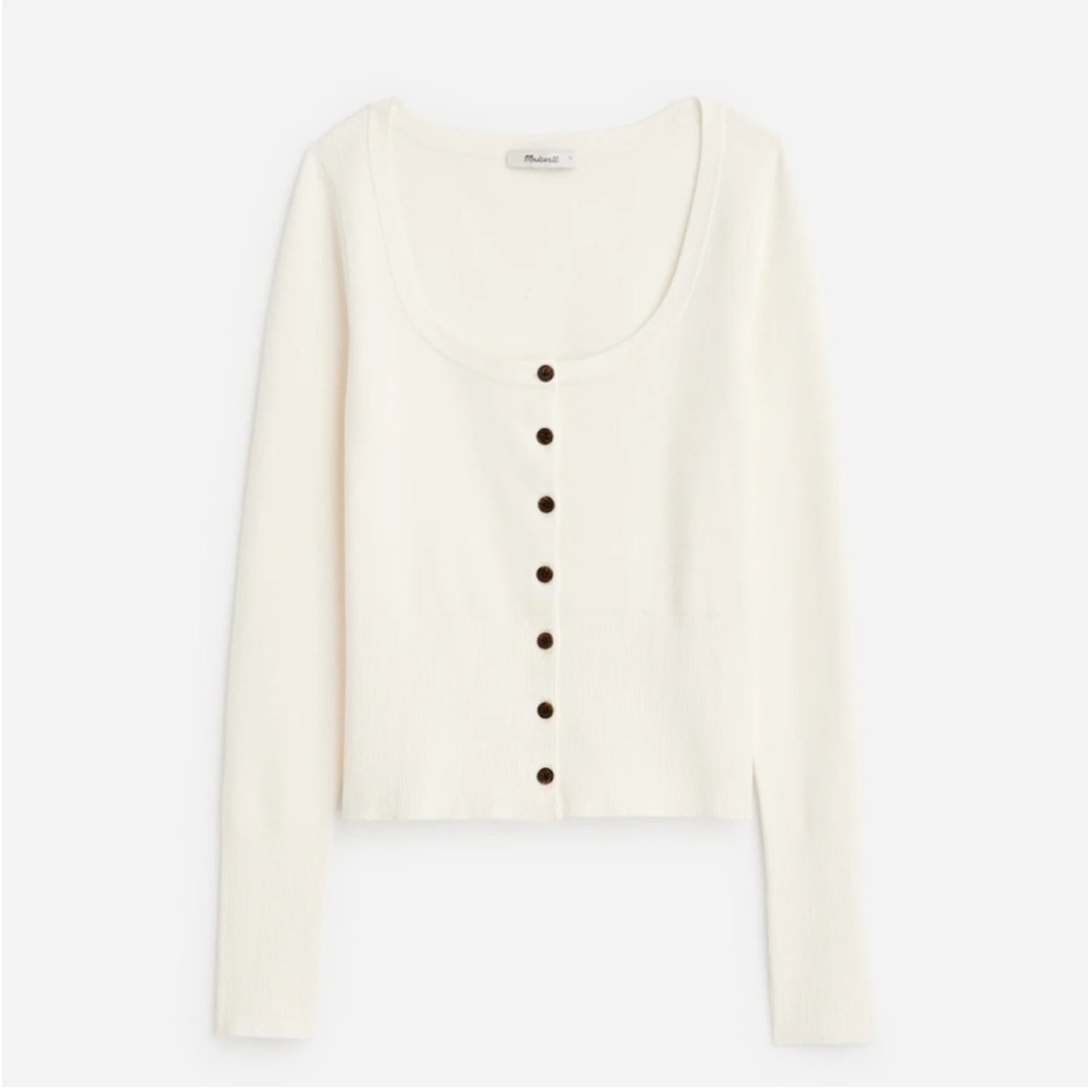 Madewell  The Signature Knit Scoopneck Cardigan Winter White NWT Size XL